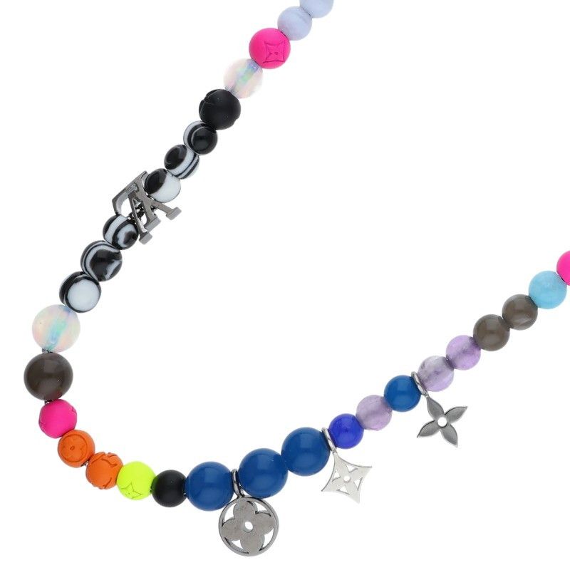 ルイヴィトン MP 2937 モノグラムフラワービーズネックレス メンズ