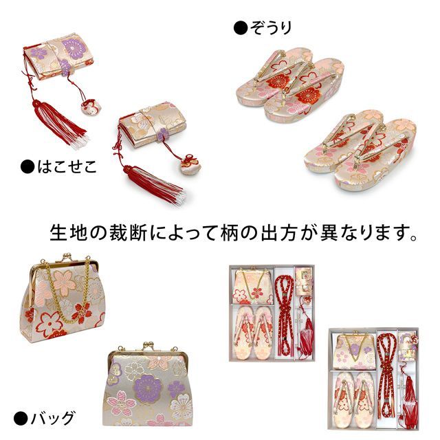 七五三 はこせこセット 草履(21cm) バッグ 筥迫 帯締め 扇子 平簪 7歳