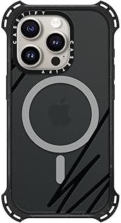 CASETiFY バウンス MagSafe対応 iPhone 15 Pro ケース MIL規格準拠 6x MIL-STD-810G | 6.5mからの落下試験をクリア | MagSafe に対応 - Line Art - トリプル ブラック