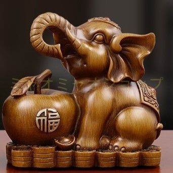 象 ゾウ 置物 オブジェ 白菜 財 装飾 富 繁栄 樹脂素材 感 運 開運 商売繁盛 黄金 オブジェ 置物 インテリア 玄関 リビング 風水 縁起物 贈り物 プレゼント NEXPOTALLINN_EU