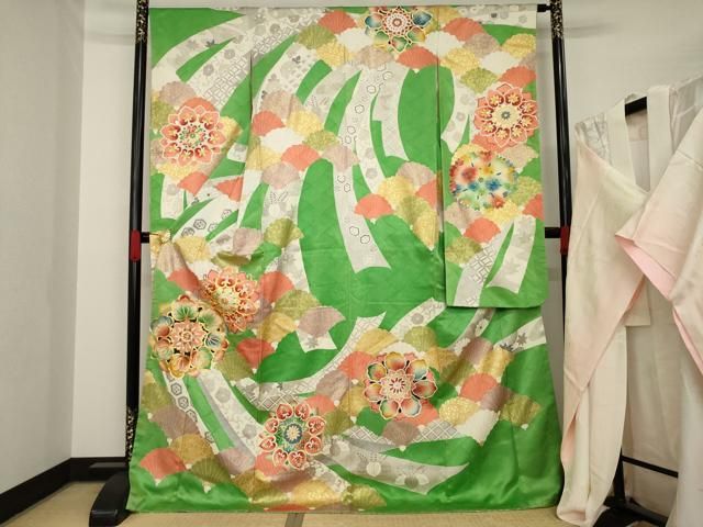 平和屋着物▽豪華振袖・長襦袢(無双仕立て)セット 駒刺繍 舞花文