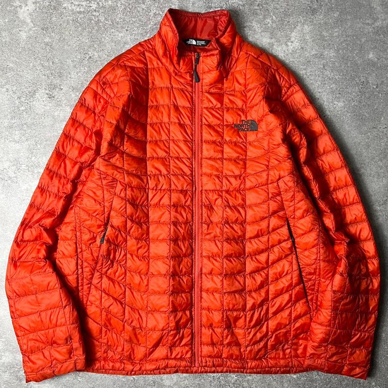 THE NORTH FACE POLARTEC 中綿 キルティング ナイロン ジャケット XL / ノースフェイス Thermoball オレンジ パッカブル
