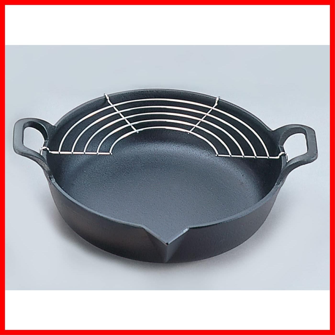 岩鋳 Iwachu 天ぷら鍋 平底25 黒焼付 内径24cm 直火専用 南部鉄器 25101 岩鋳(Iwachu) 天ぷら鍋 黒 内径26.5cm 南部鉄器 天ぷら鍋平底27 25102