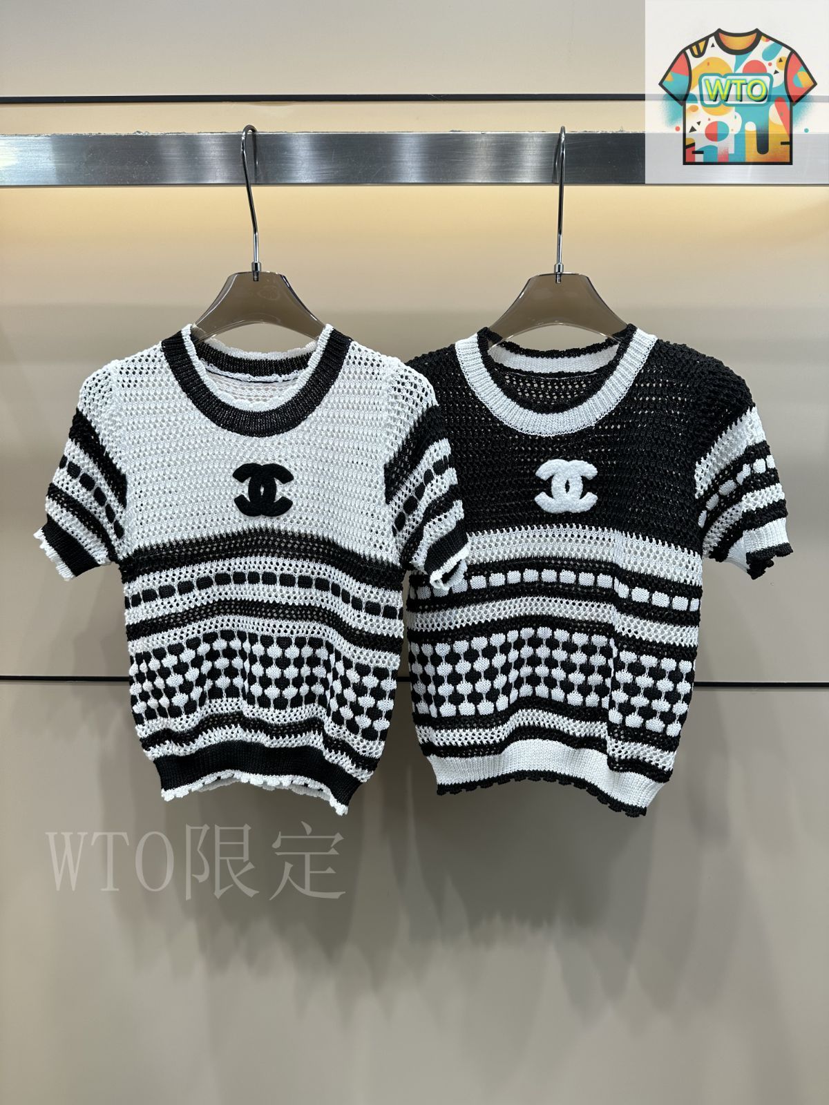 今日特価】Chanel 2025 夏季新款 ストライプ透かし彫りニット
