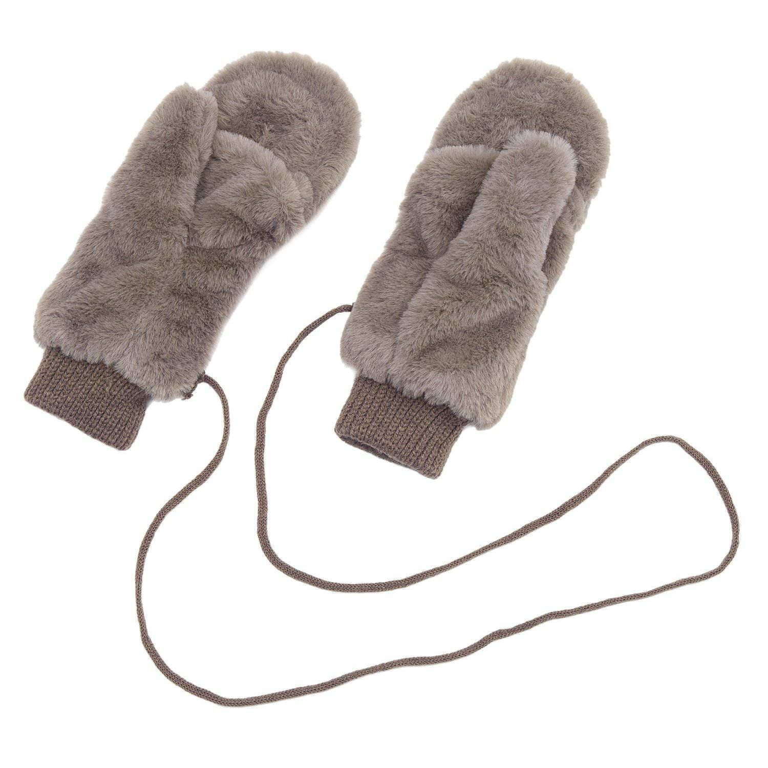 売切注意 お急ぎ下さい 防寒 ミトン 保温 厚手 ヒモ付き フェイクファー 2 WAY レディース 手袋 指なし Euyqs