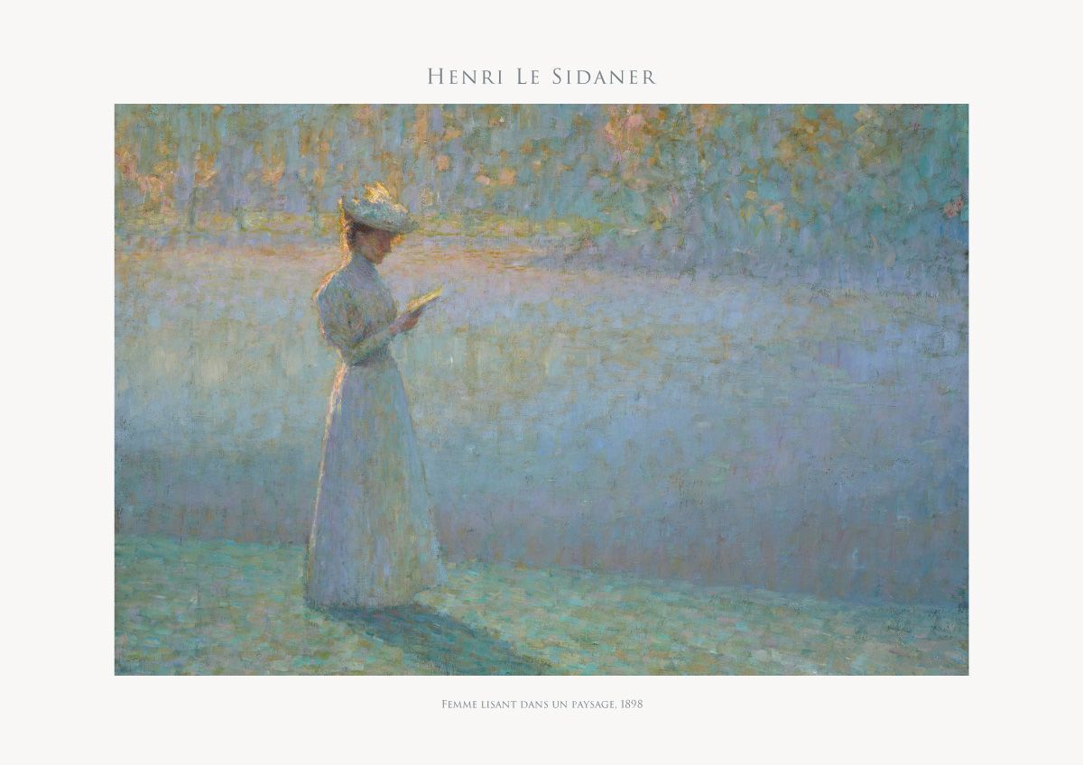 A4】アンリ・ル・シダネル 風景の中で読書する女性 アート