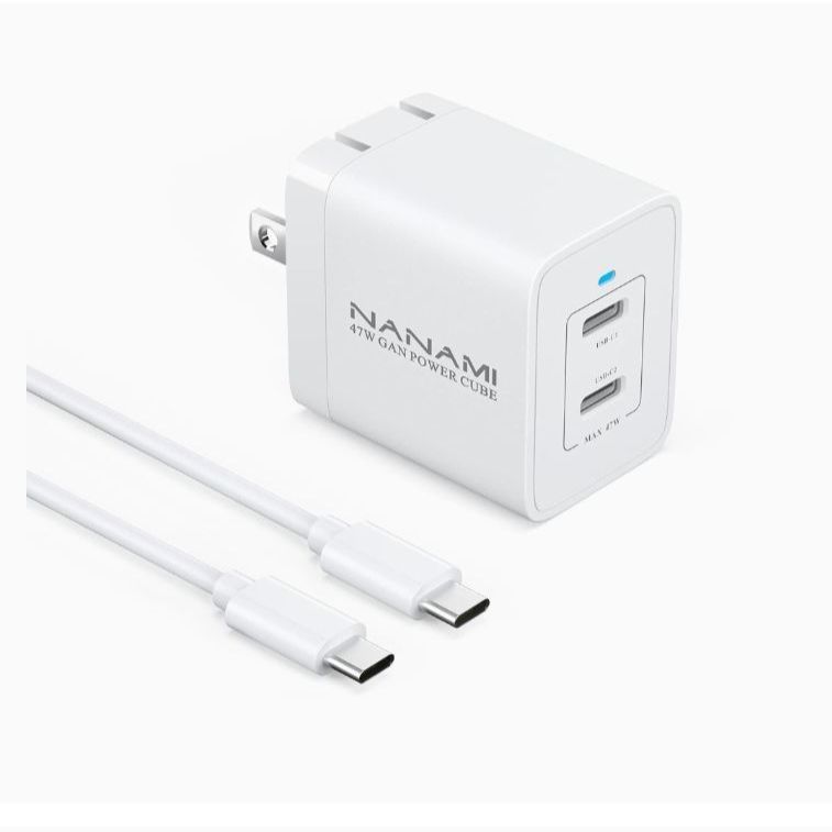 NANAMI 45W 充電器 - USB-C 2ポート 折りたたみ式プラグ (PD3.0/PPS