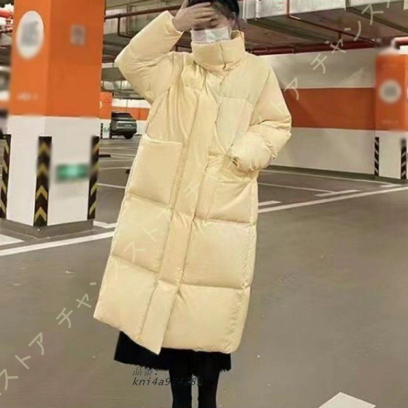 ダウンジャケット レディース ロングコート 冬服 厚手 ダウンコート 上品 シンプル 中綿コート 綿服 防風 膝丈 着痩せ 軽量 防寒 上品 Aライン カジュアル kni4a924289