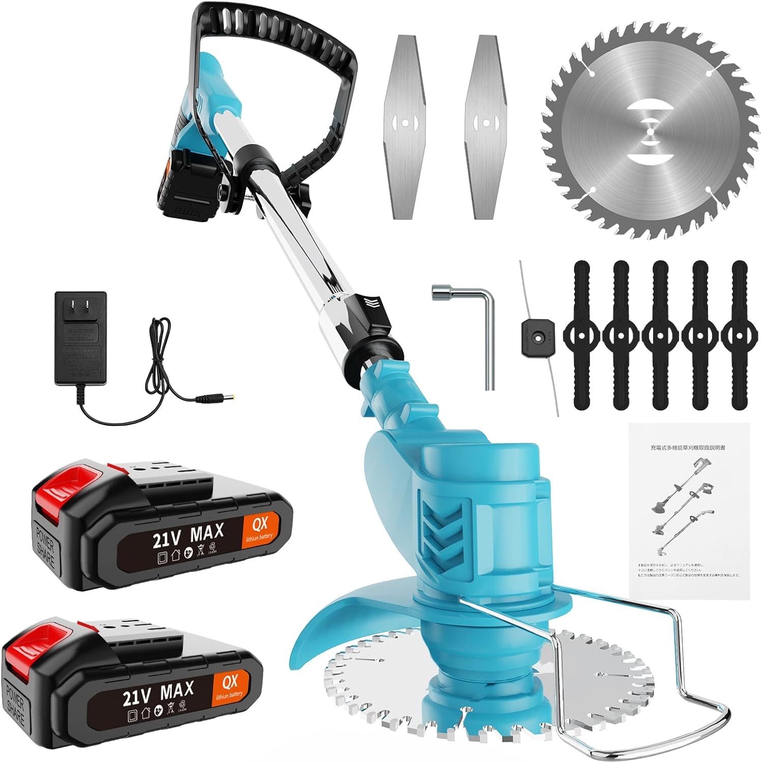 新品！高性能⭐️草刈機　充電式　強力　芝刈り機　家庭用　角度調整　低騒音　伸縮可 Amazon.co.jp: 草刈り機 充電式 高性能 21V 4000mAhのバッテリー