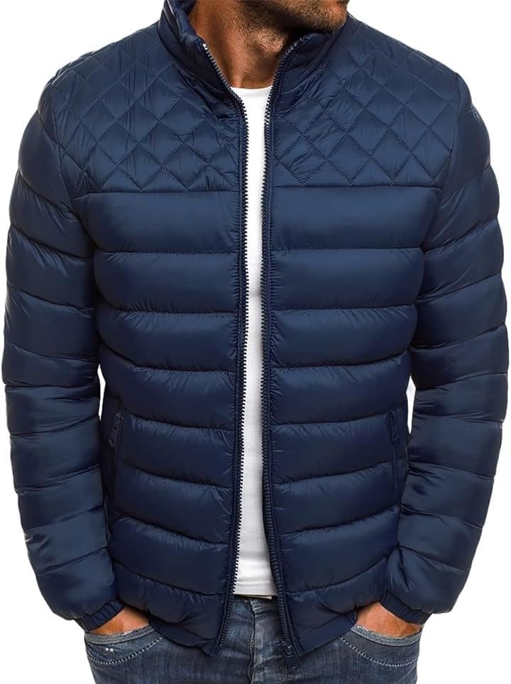 amatsu アマツ 中綿ジャケット メンズ 軽量 コンパクト アウトドア(ネイビー，  2XL)