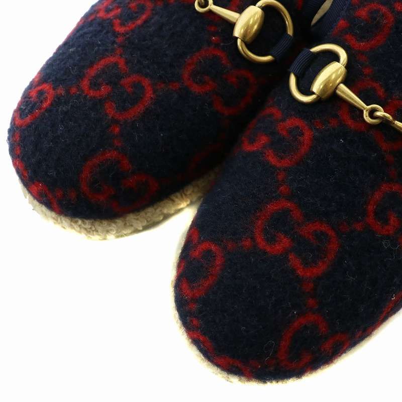 GUCCI グッチ　ホースビット　スリッポン　ローファー　ウール　GG柄 グッチ GUCCI スリッポン ローファー ウール ボア GG柄 総柄