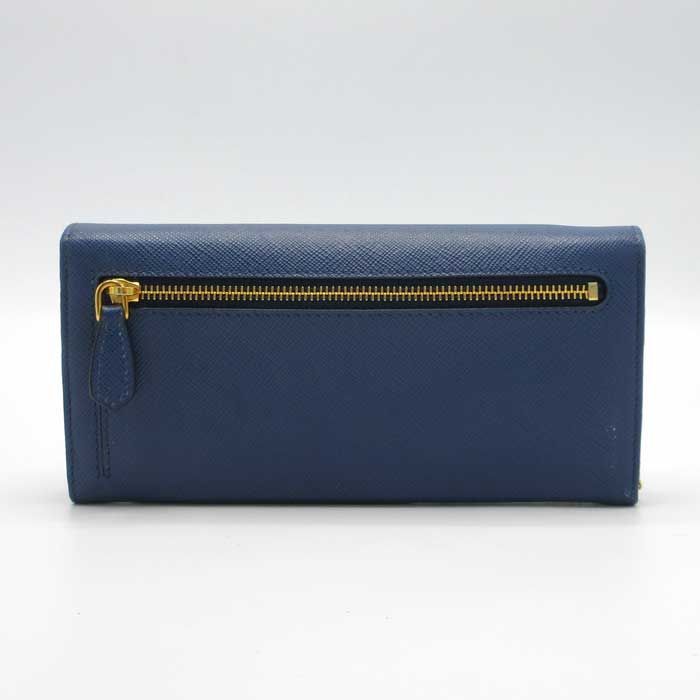 PRADA 青 レザー 長財布 IDケース付き