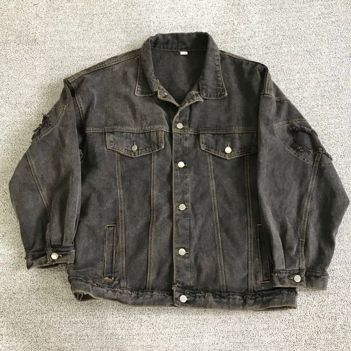 ダメージ ブラックデニム ディテールジャケット Yさま専用