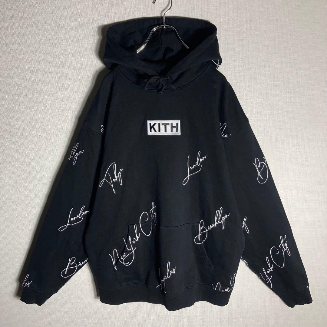 KITH プルオーバーパーカー 刺繍ロゴ 総柄 黒 2XL. KITH プルオーバーパーカー 刺繍ロゴ 総柄 黒 2XL - メルカリ