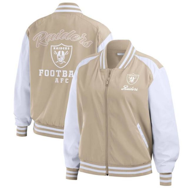 【送料無料】 ウェア バイ エリン アンドルーズ レディース ジャケット・ブルゾン アウター Women's WEAR by Erin Andrews Tan Las Vegas Raiders Tonal Full-Zip Bomber Jacket Ton