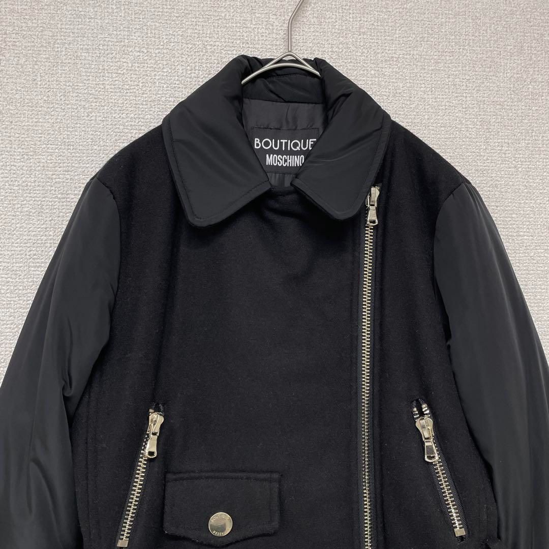 MOSCHINO モスキーノ ライダースコート 中綿 ダブル ロング 異素材