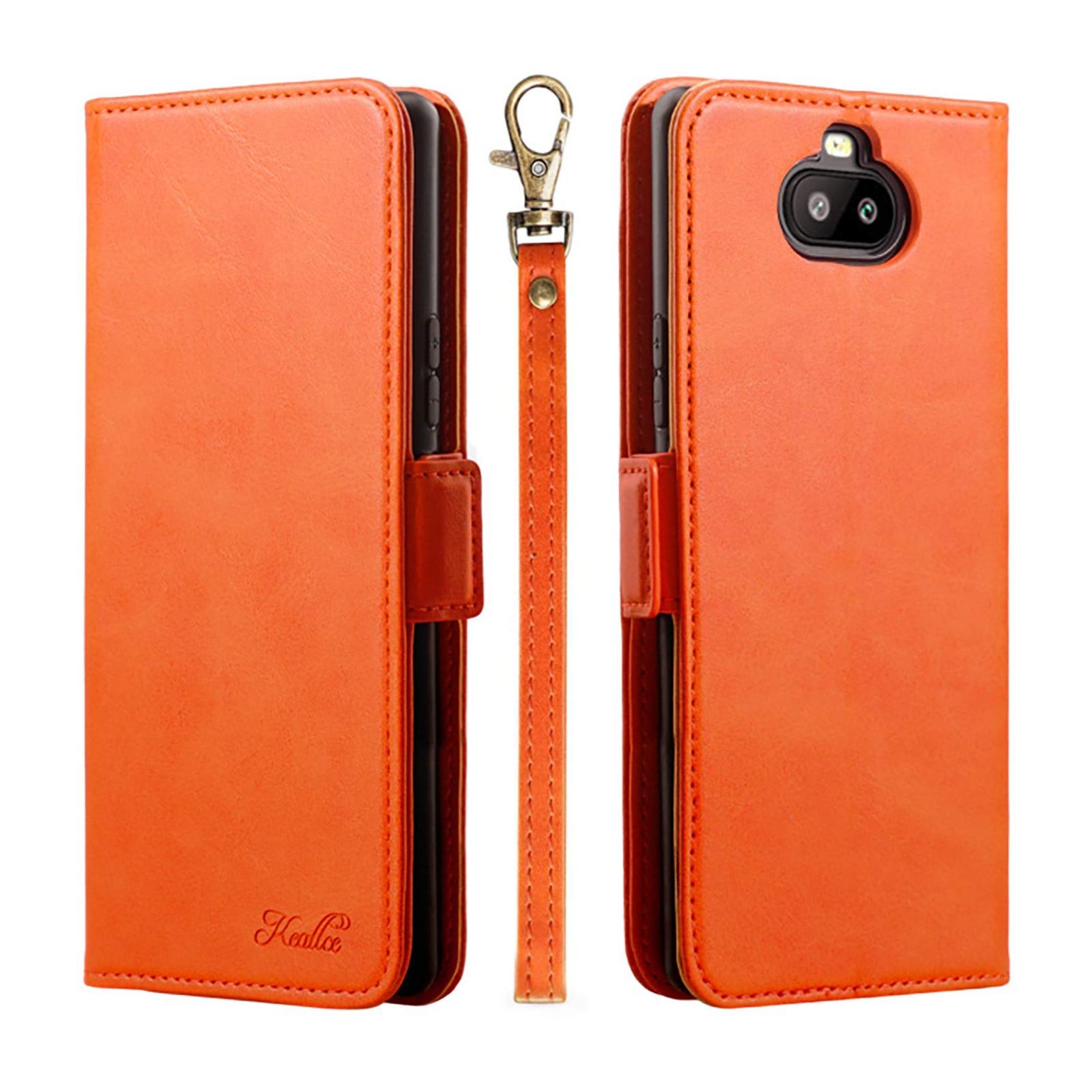 Xperia 8 ケース 手帳型 スマホケース SOV42 902SO カバー カードケース サイドマグネット スタンド機能 ソニー エクスペリア8 財布型 オレンジ