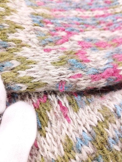 45R ショールカラー シェットランド ジャカードカウチン ウール