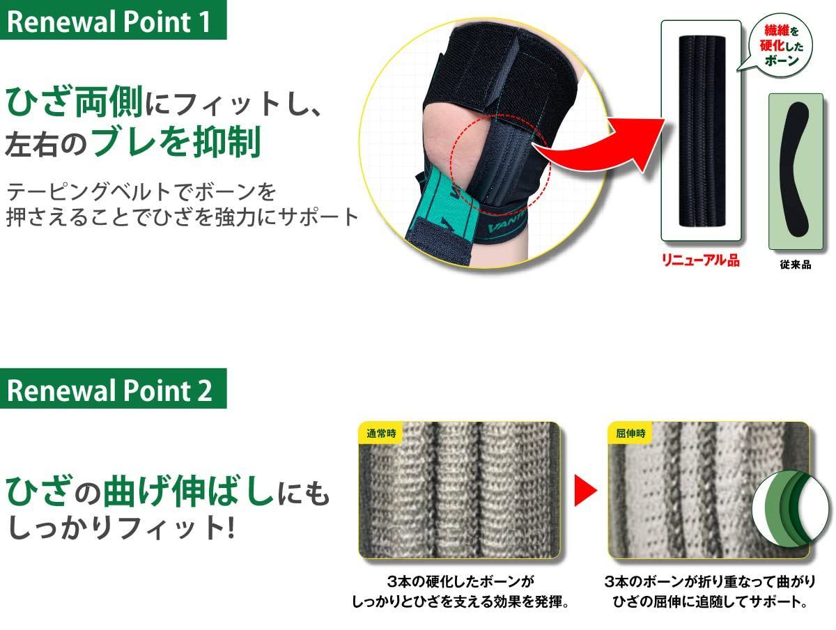 【在庫処分】41~46cm) ブラック 大きめ/Lサイズ(ひざ頭周囲 ひざ専用固定タイプ バンテリン加圧サポーター