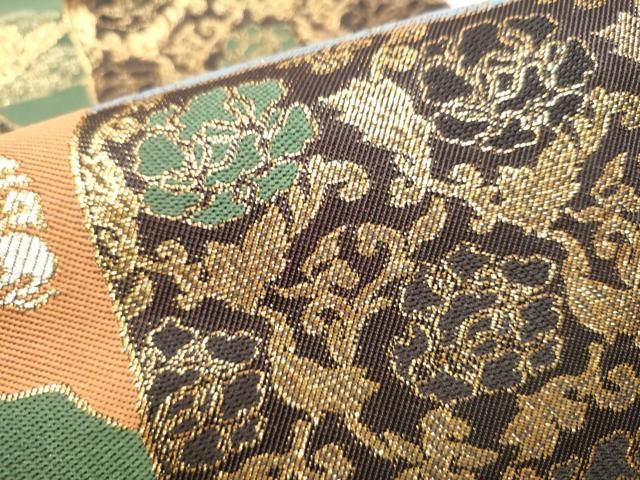 平和屋着物●六通柄袋帯 名物裂 金銀糸 正絹 逸品 CAAY2616hy