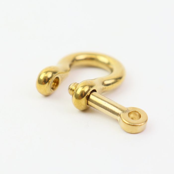 ねじ式 手カン シャックル 馬蹄型 真鍮 7mm Dカン ゴールド キーホルダー Uバックル DIY  5個セット
