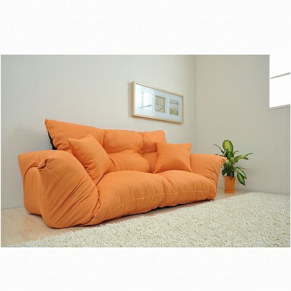 最終値下げ【通常価格: 32,800円】新ジャンボカウチソファ【オレンジ】 7 新ジャンボカウチソファ☆オレンジ ソファー オレンジ