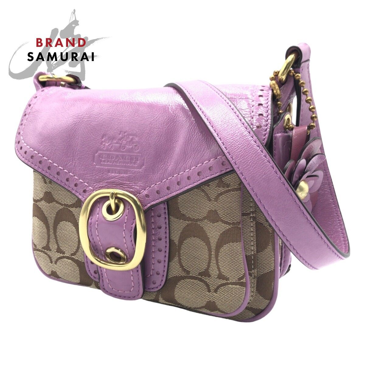 COACH コーチ シグネチャー パープル 紫 マルチカラー キャンバス 