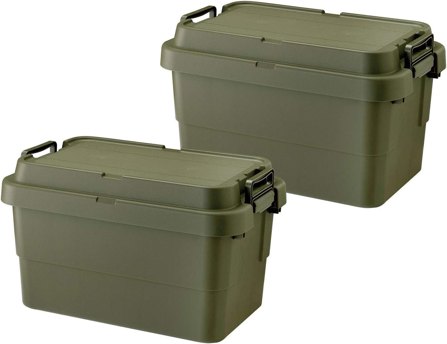 リス RISU 収納ボックス トランクカーゴ 50L グリーン TC-50S 2個セット コンテナ ボックス スタッキング 屋外収納 キャンプ 防水 GHON106