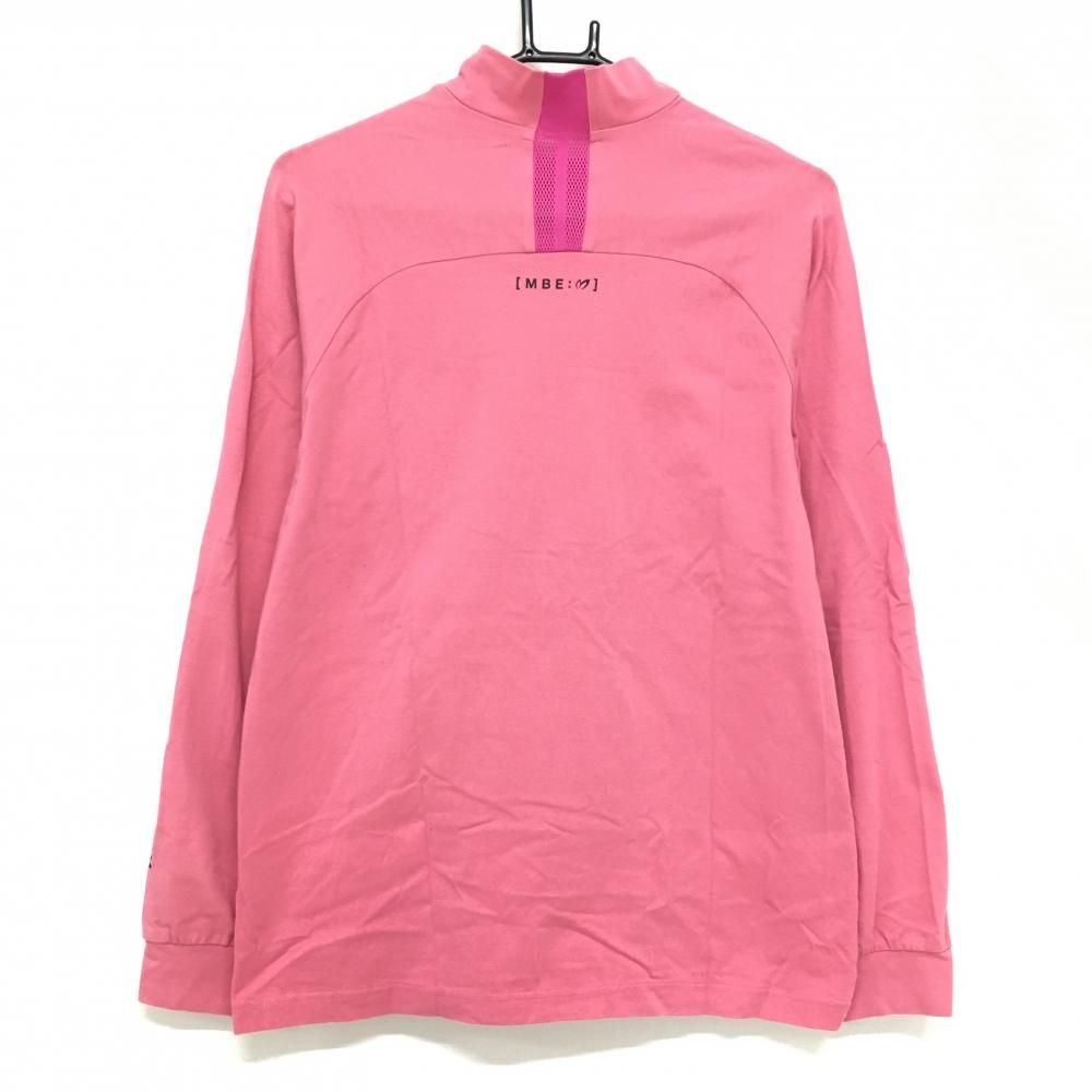 幼さのある マスターバニー 長袖ハイネックシャツ ピンク ストレッチ ロゴ黒 メンズ 4 M ゴルフウェア モデル MASTER BUNNY EDITION 最終お送料無料