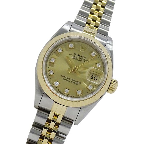 ロレックス ROLEX デイトジャスト 69173G S番 時計 レディース ブランド 10P ダイヤモンド 自動巻き AT ステンレス SS ゴールド YG コンビ 磨き済み