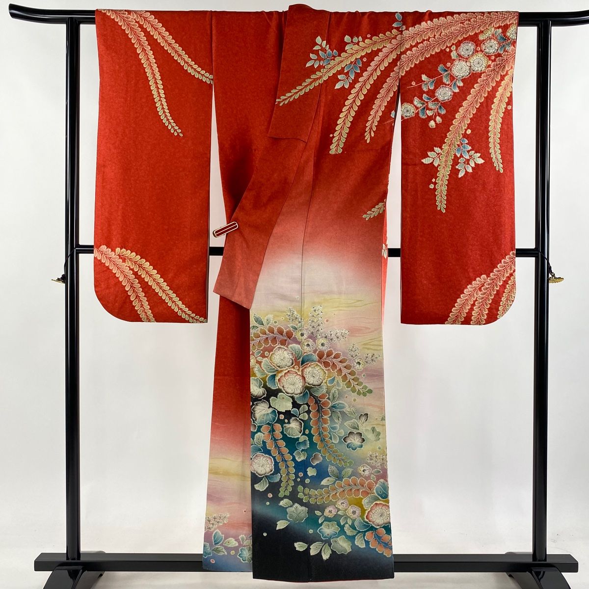 振袖 身丈155cm 裄丈62cm S 袷 鈴乃屋 辻が花柄 霞 銀通し
