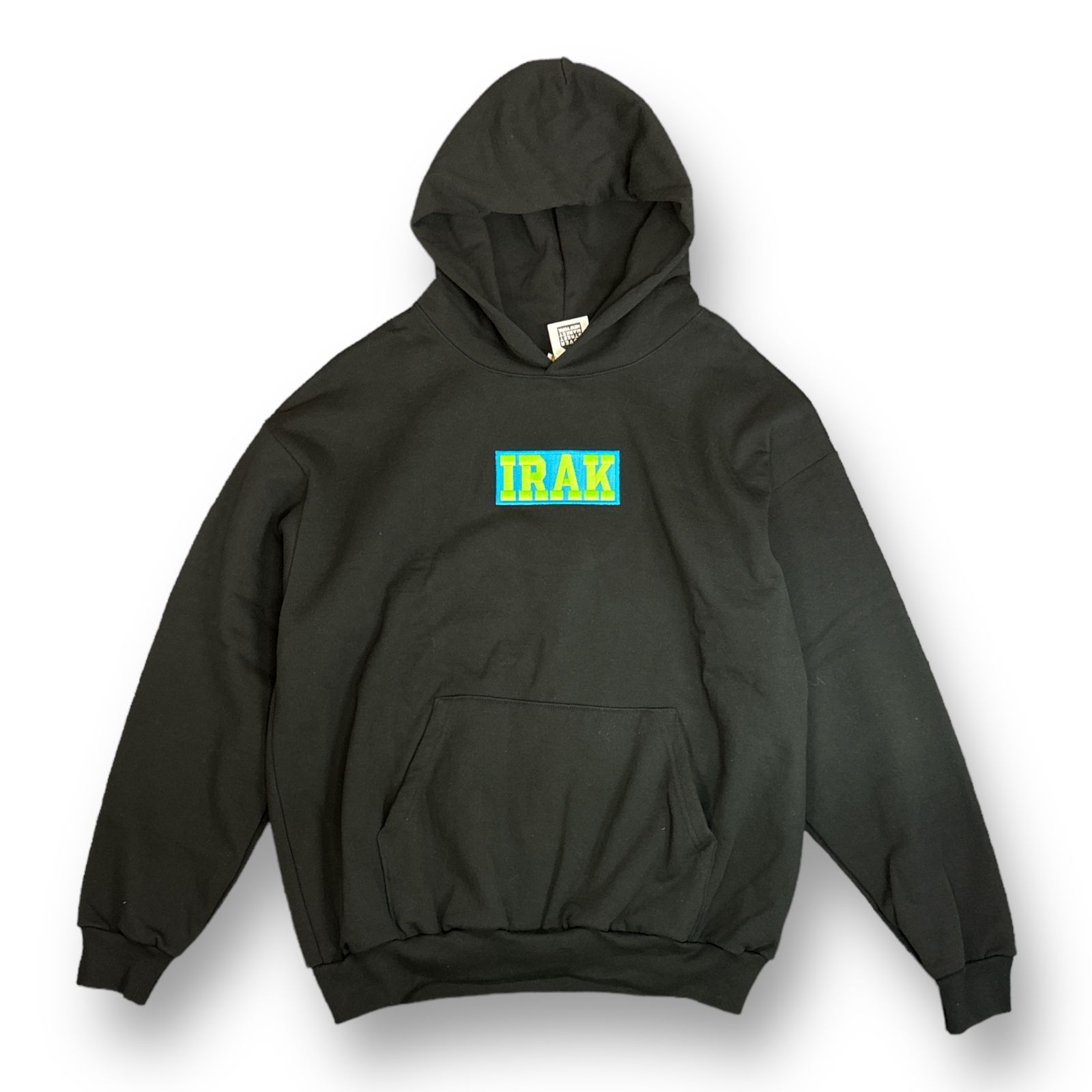 美品 IRAK NY 23AW NEON IRAK LOGO HOODY ボックスロゴ 刺繍 