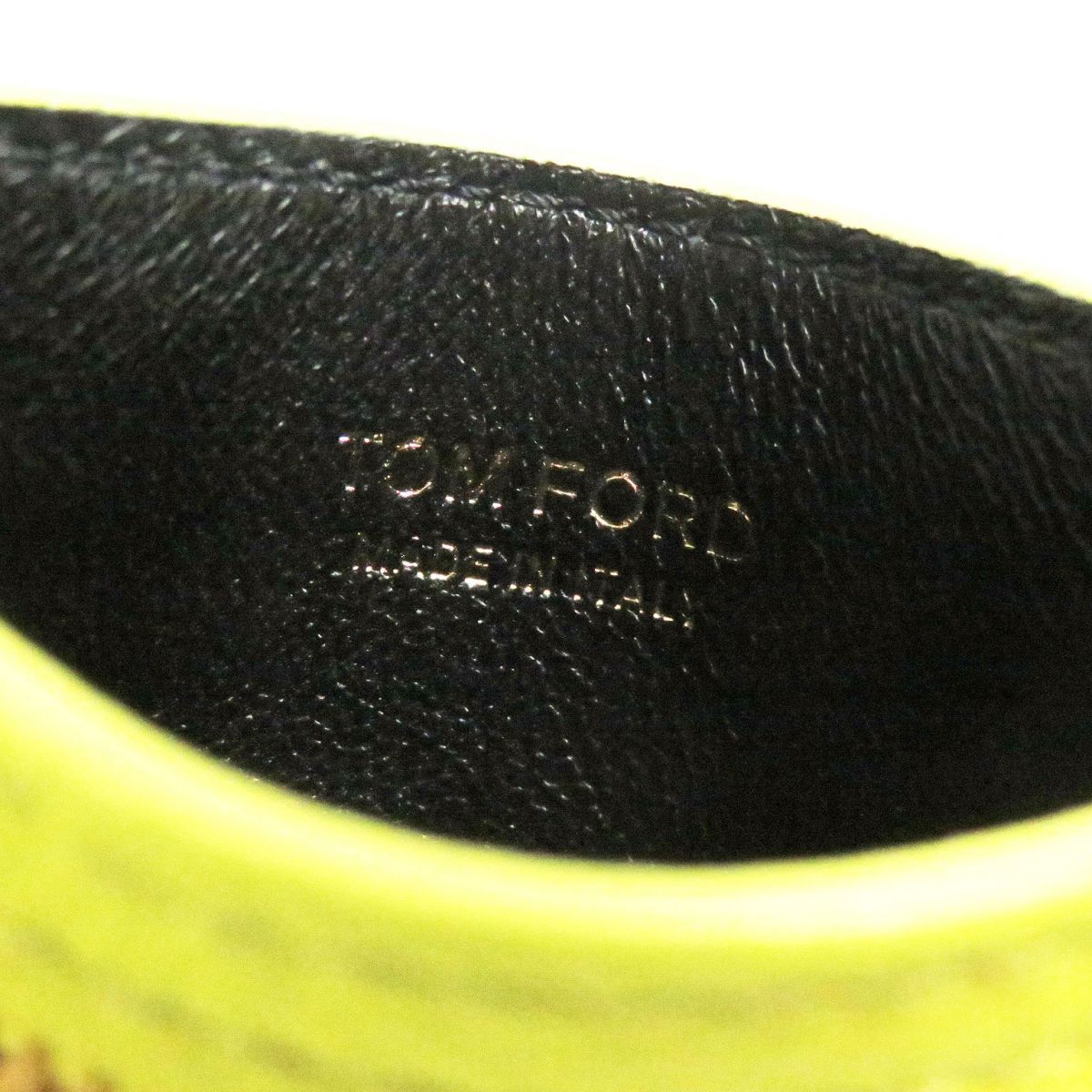 未使用品□TOM FORD/トムフォード GRAIN LEATHER CLASSIC TF CARD HOLDER WITH ZIPPED POCKET ロゴ金具 レザーカードケース ライム 伊製 t04-st30403-721