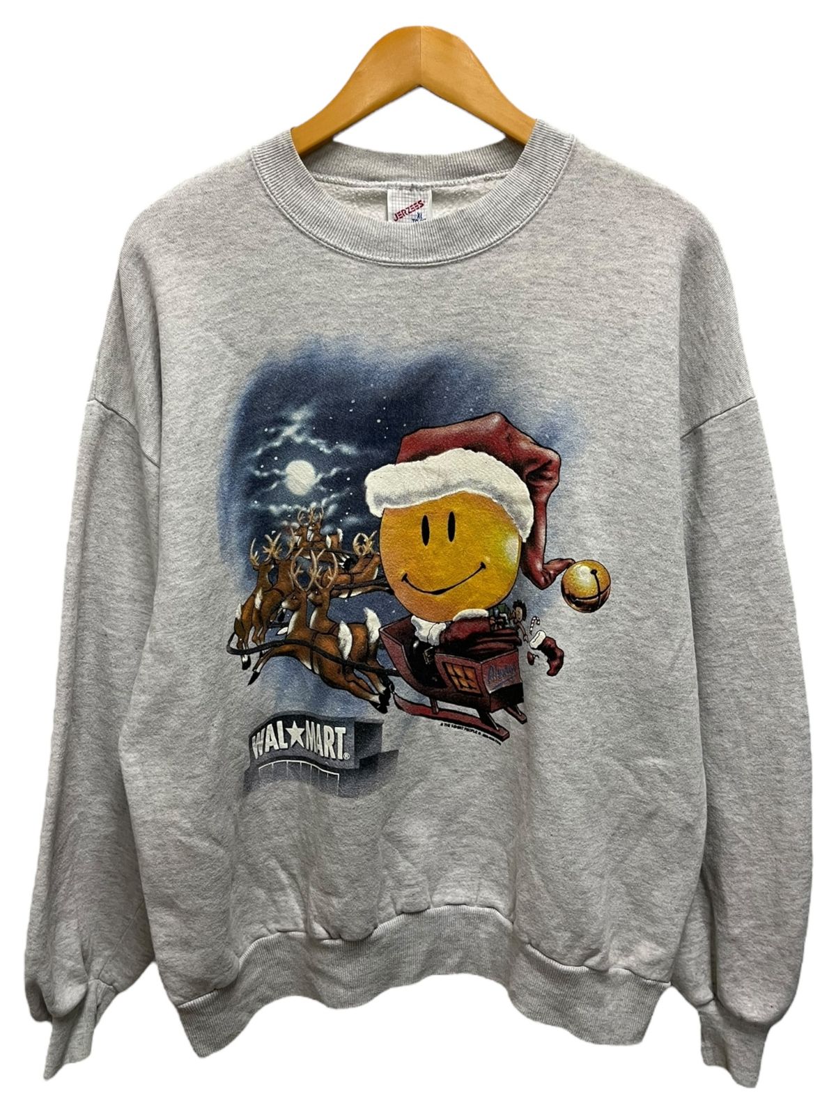 JERZEES (ジャージーズ) WAL MART ウォルマート 90s 古着 スエット トレーナー クリスマス ポリエステル混 XL アッシュ メンズ/199