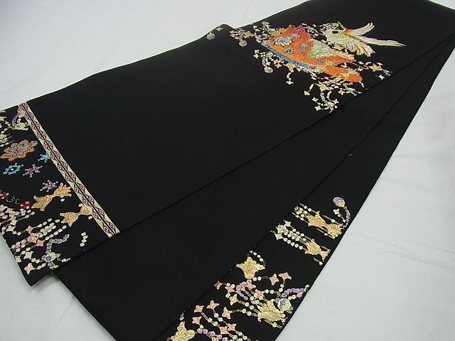 あやりん　龍村平蔵製　千代乃冠錦　　千代の冠錦　本袋帯 平和屋本店○最高級 龍村平蔵製 本袋帯 千代乃冠錦 黒地 金糸 逸品