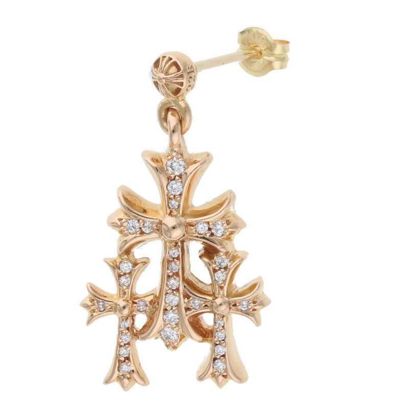 クロムハーツ 18K 3 CH CROSS DROP P/D/トリプルCHクロス PAVEダイヤ