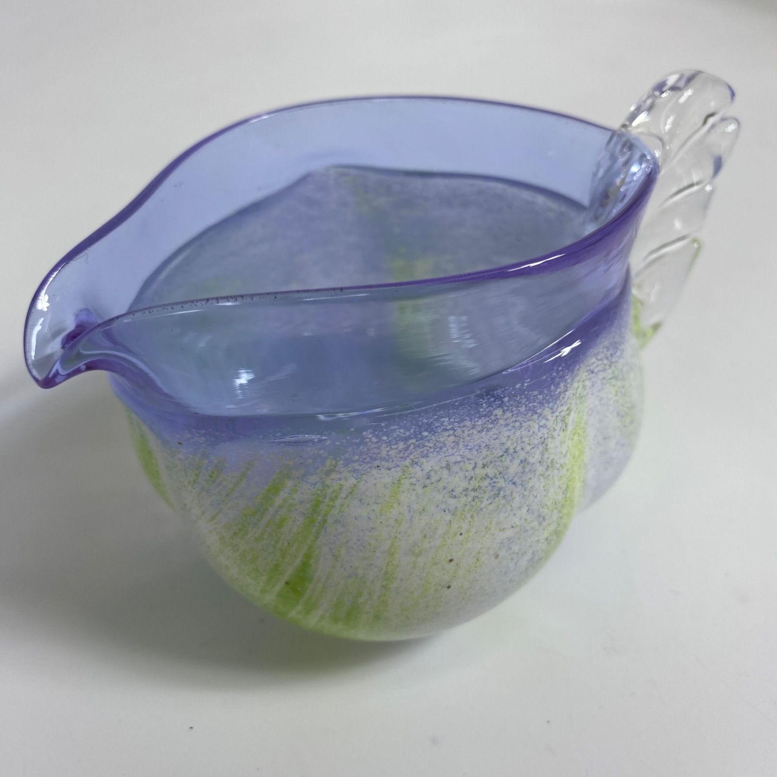 ガラス工芸 吹きガラス 片口ピッチャー 酒器 涼しげカラー 透明取手