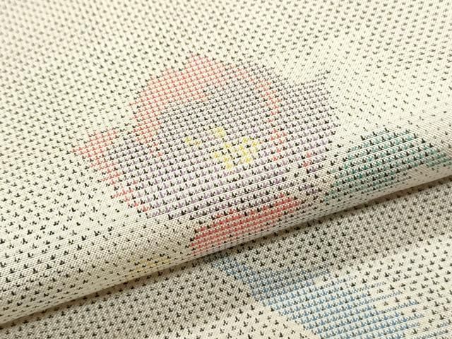 平和屋着物○本場大島紬 白大島 9マルキ 草花文 証紙付き 正絹 逸品  