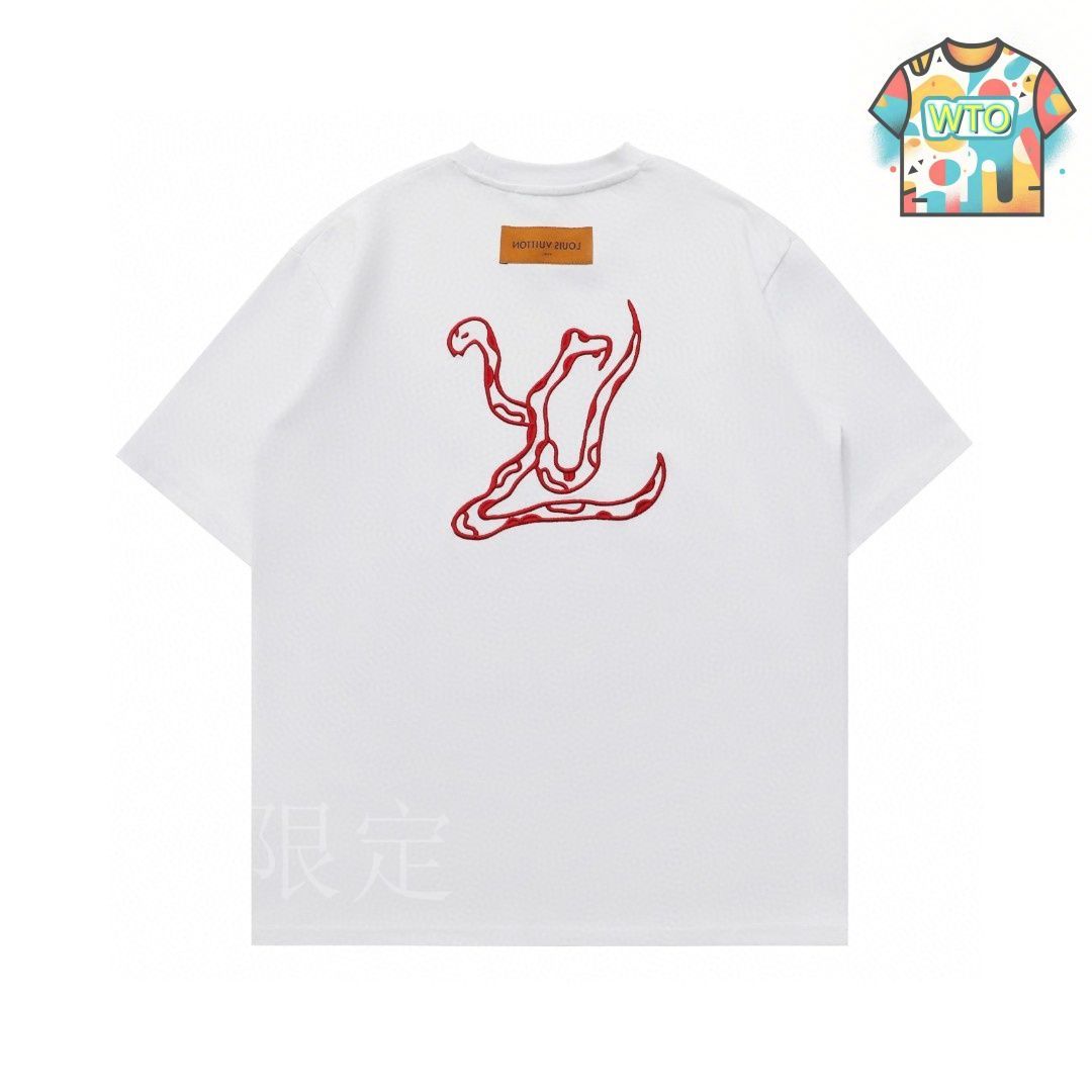 今日特価】Louis Vuitton 前後大刺繍ロゴ 丸首半袖 T ルイ