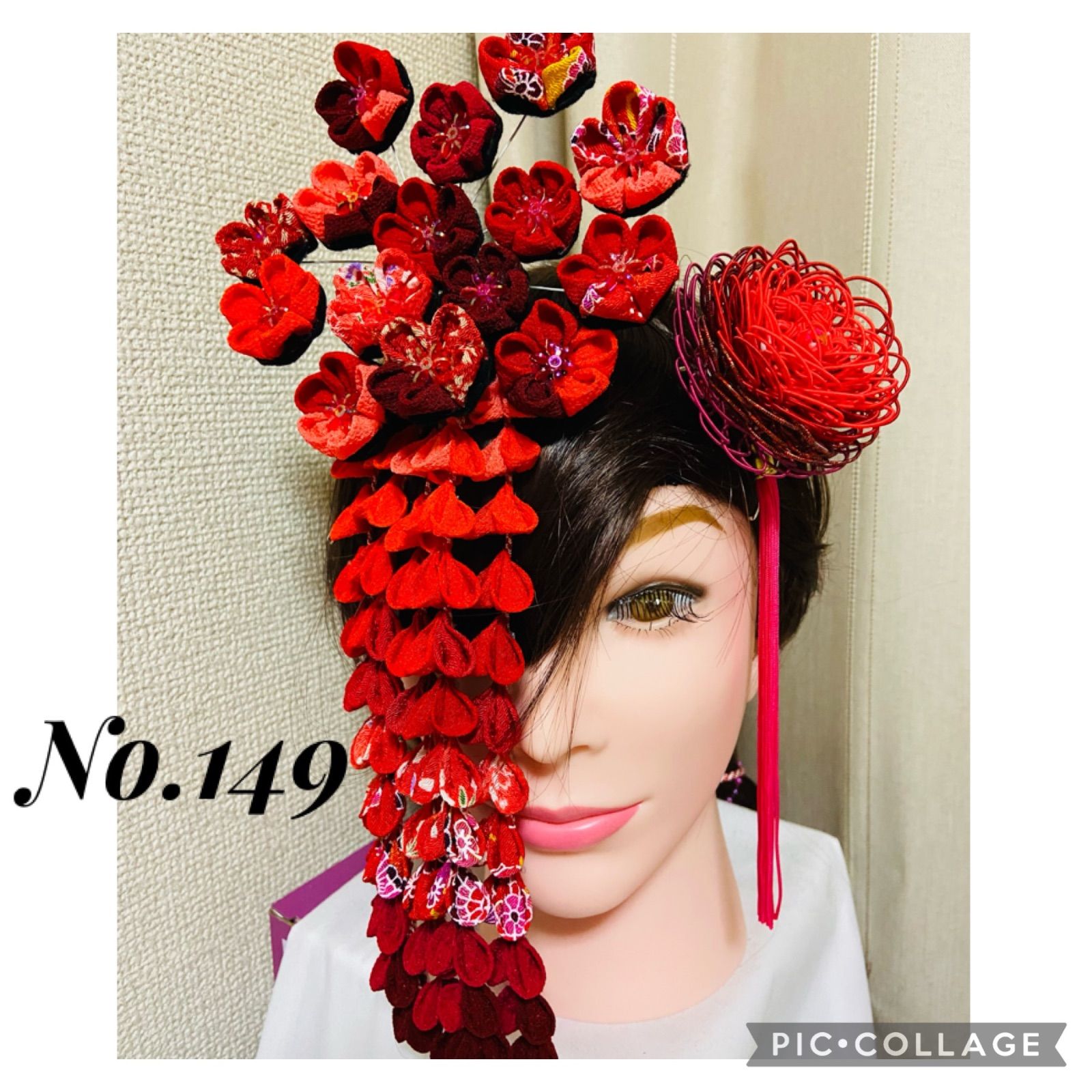 ハンドメイド 髪飾り つまみ細工 花魁 コスプレ 成人式 結婚式 No.149