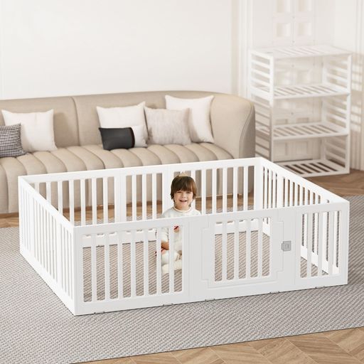 maualiyal多機能ベビーゲート折りたたみ式 ホワイト 約150x180cm屋内|屋外兼用プレイヤードベビーフェンス子供用安全プレイエリア 150x180cm