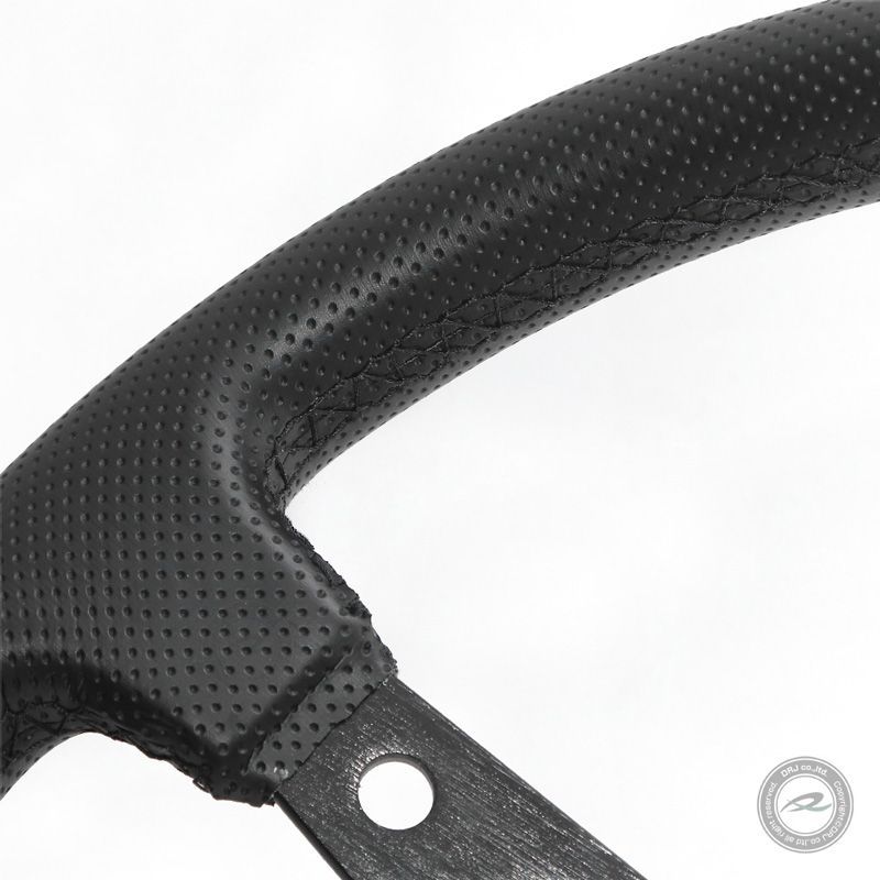 ステアリング 32φ ディープコーン 70mm パンチング加工PVC 赤色クロスステッチ イエロートップ(D32P) 小径 32.5センチ ディープコーン デポレーシング