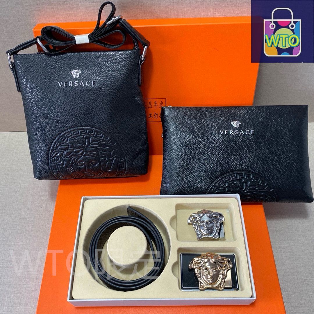 本日特価] ヴェルサーチ Versace 高級レザー ベルト＆バッグ
