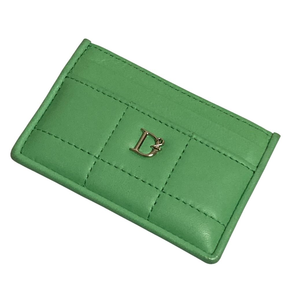 24SS DSQUARED ディースクエアード D2 STATEMENT SOFT CREDIT CARD HOLDER レザー パスケース グリーン メンズ レディース 古着