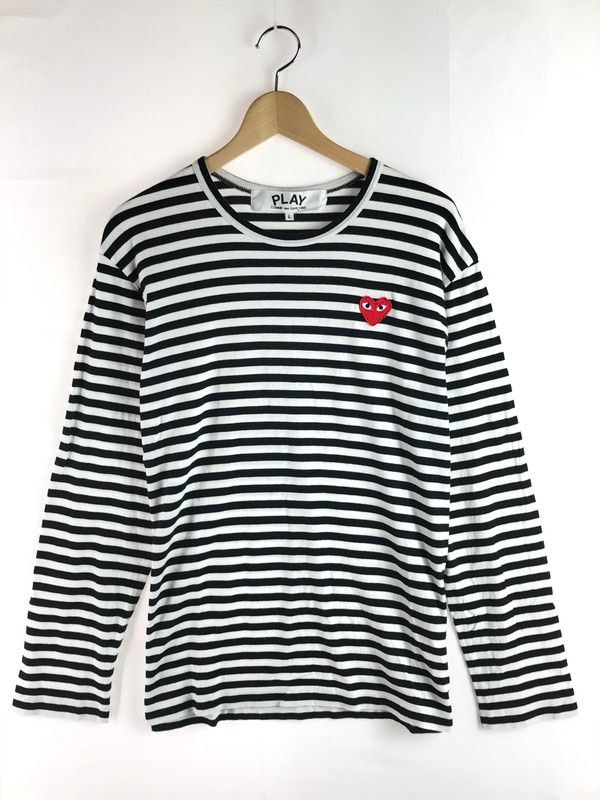 【PLAY COMME des GARCONS】 ロングボーダー AZ-T164 COMME des GARCONS PLAY Striped Long-Sleeve T-Shirt 'White