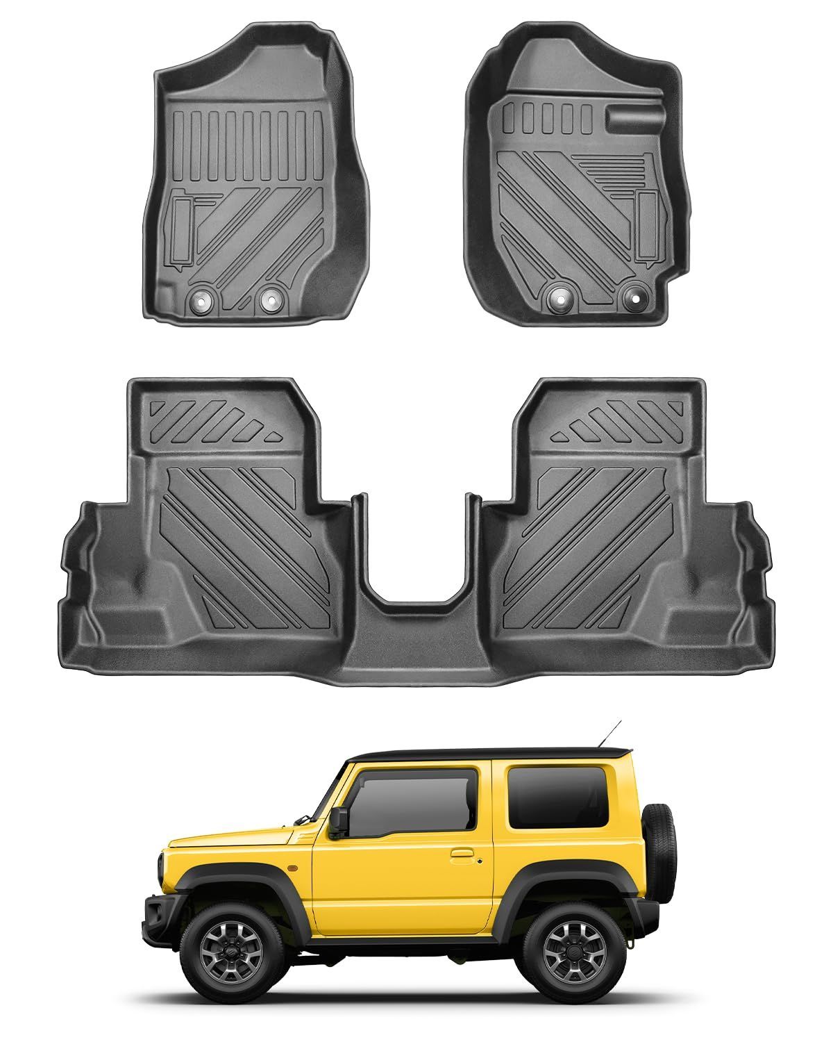 ROADER ジムニーシエラ JB74 ジムニー JB64 ラゲッジマット JB74 マット フロアマット 3Dフロアマット TPE材質 AT車 MT車 ブラック 立体 防水 耐汚れ 耐磨耗性 滑り防止 3PCSセット カー用品 ジムニー アクサセリ