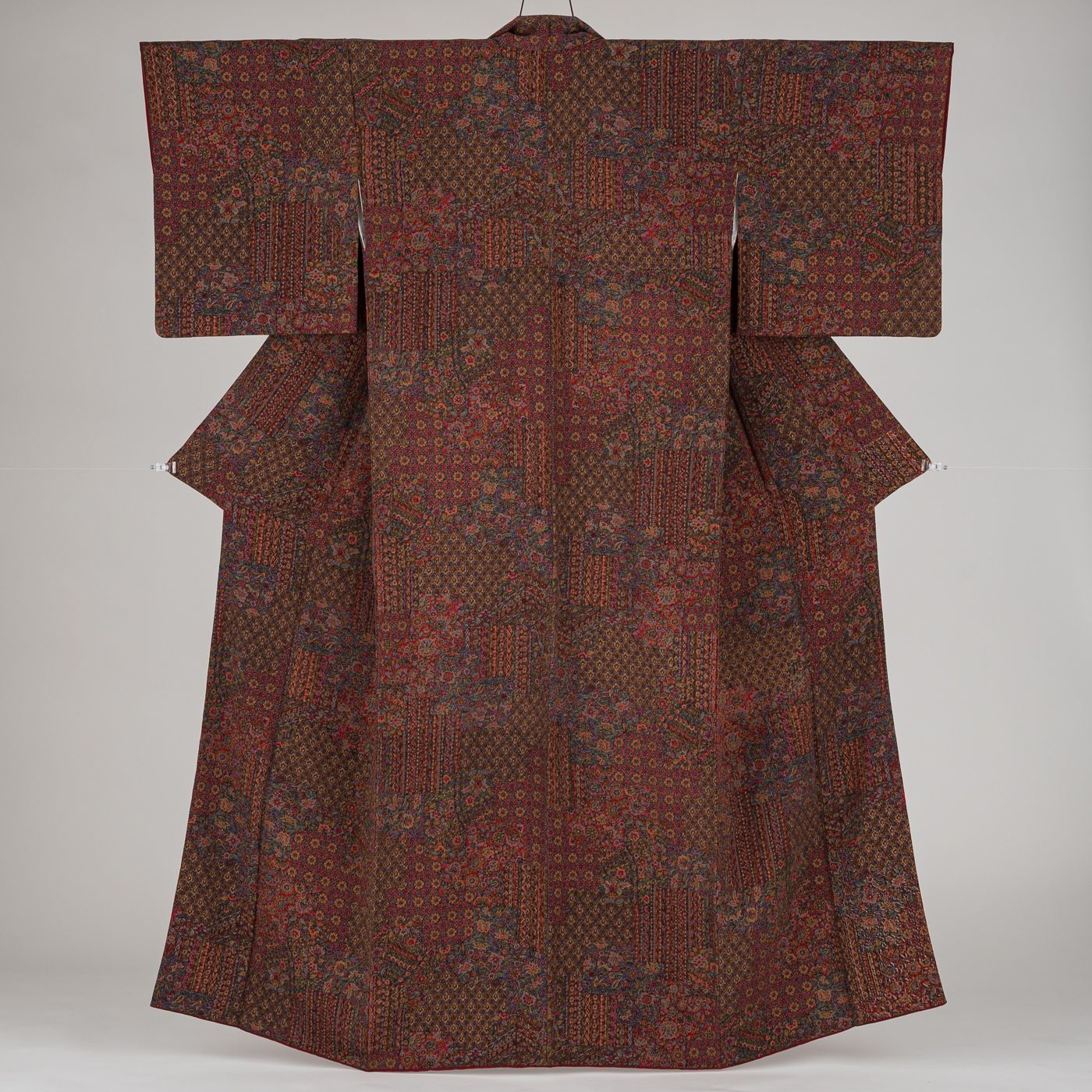 小紋 ベージュ ライトグリーン 幾何学模様 緞子地 帽子絞り T671  