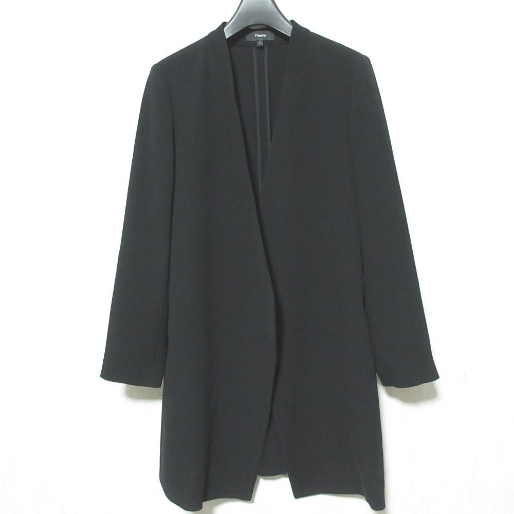 美品　セオリー　コート　黒 美品 Theory セオリー ノーカラージャケット コート サイズ0