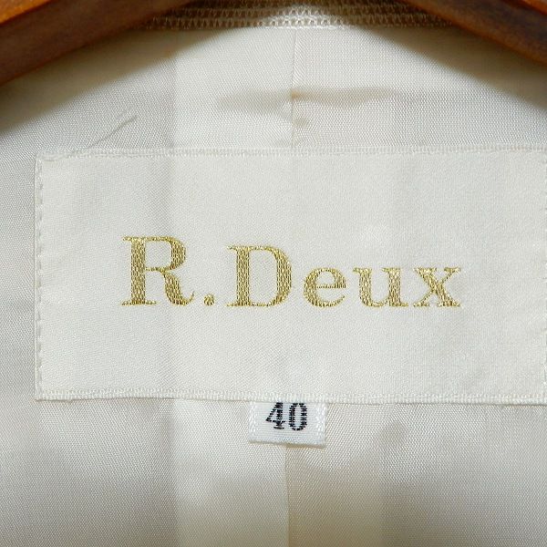 【R.Deux】アールドゥ ジャケット 40 L 美品 テーラード 日本製 anc アールドゥ R.Deux ジャケット 40 アイボリー ボーダー 光沢