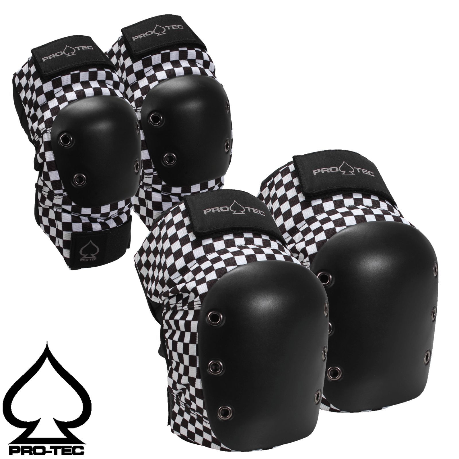 正規輸入品 PRO-TEC STREET KNEE - ELBOW PAD SET CHECKER プロテック ヒザ＆ヒジ用プロテクター ストリート ニー＆エルボーパッド セット チェッカー
